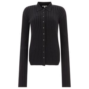 NENSI DOJAKA Ribbed Knit Collared Button-Up Shirt Women BLACK Shirts